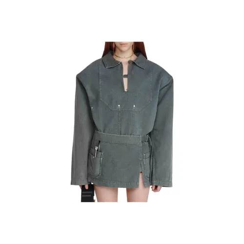 DION LEE SS24 APRON WRAP Юбка Повседневная Короткая Юбка Женская Промытый Ртуть Ртуть