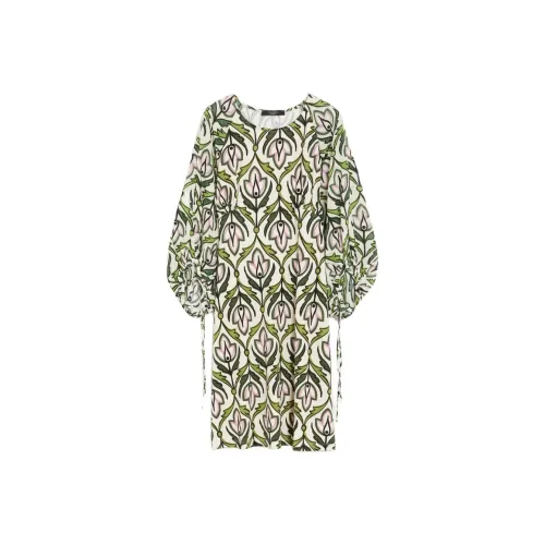 WEEKEND MaxMara Длинное платье с длинными рукавами женское зеленое