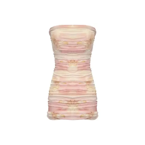 MO VOICE Без рукавов Платье Женское Розовое