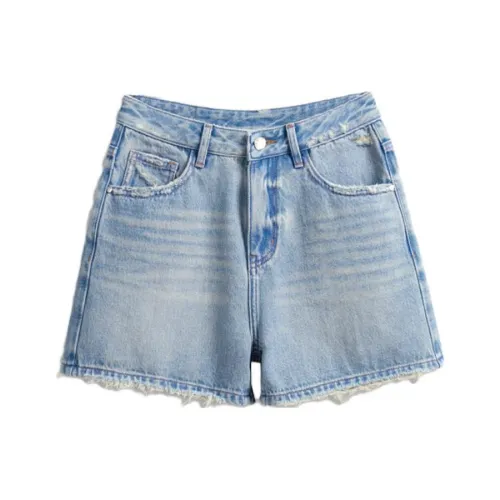 Ran and pure Светло-синие Женские джинсовые шорты