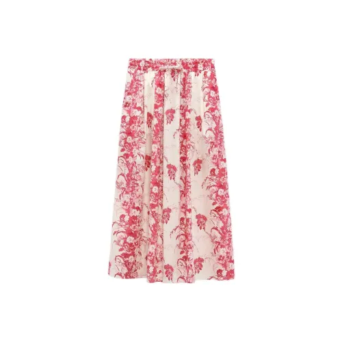 ZARA Розовые Женские Повседневные Длинные Юбки