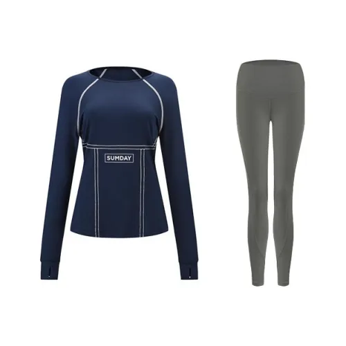 Sumday Athletics Морской синий + Серый Женские фитнес-комплекты