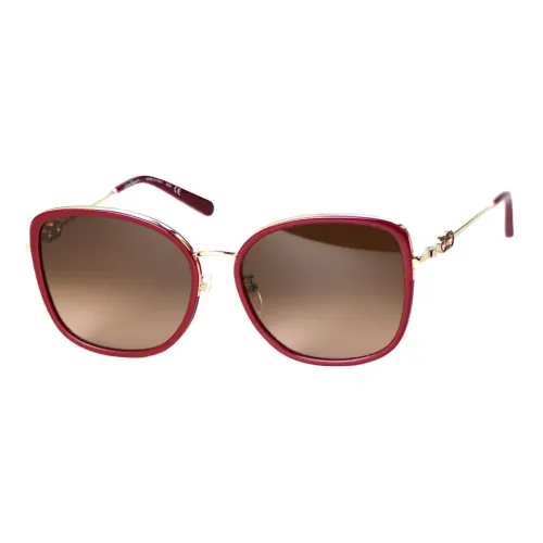 FERRAGAMO Металл Квадрат Солнцезащитные очки Унисекс Красный