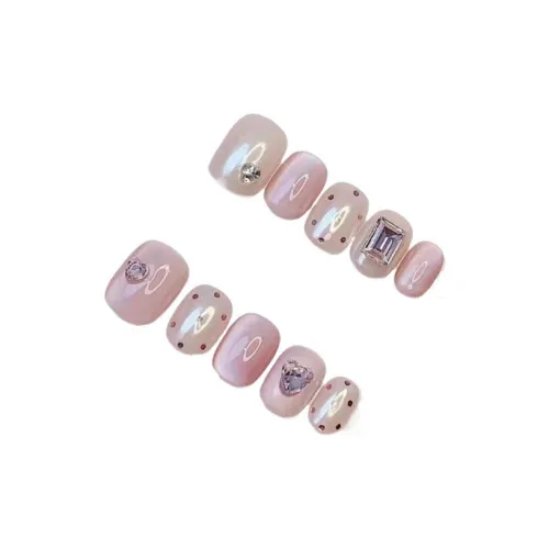 Future Maple Peephole Искрящийся Кокетливый стиль Для Ярчеющего Образа False Nail Короткий Квадратный и Круглый Розовый С эффектом размазывания Милый