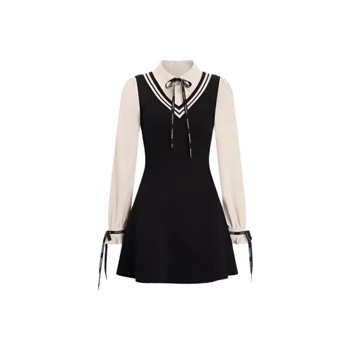 Beautiful Wardrobe Длинное платье с длинными рукавами женское черное и белое