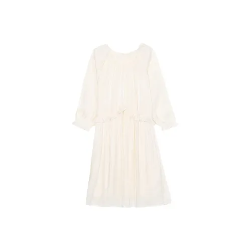 ERIRI Длинное платье с длинными рукавами женское абрикосового цвета