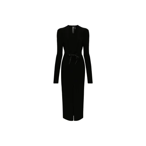 NORMA KAMALI Длинное платье с длинными рукавами женское черное