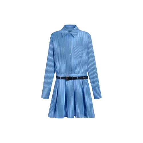 FINDSME GAGA Длинное платье с длинными рукавами женское синее