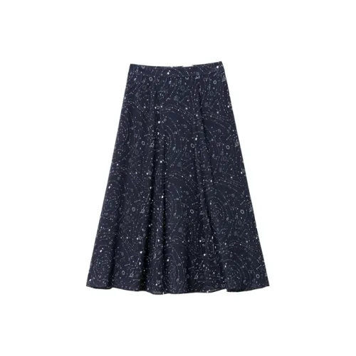 OVV Темно-синий Цветочный 03 Женские Повседневные Длинные Юбки