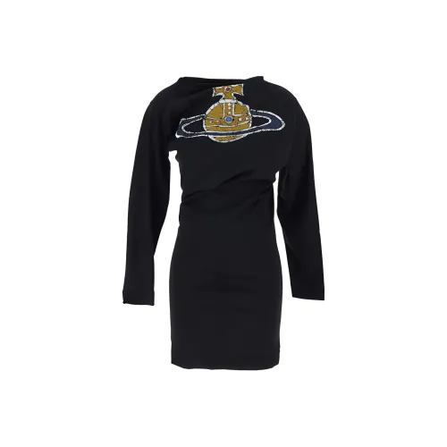 Vivienne Westwood Black Женские Длинные Рукава Платья