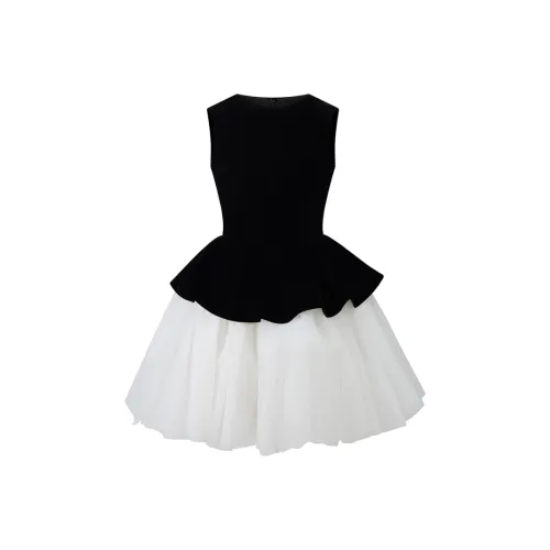 WOVLAS Без рукавов Платье Женское Черное