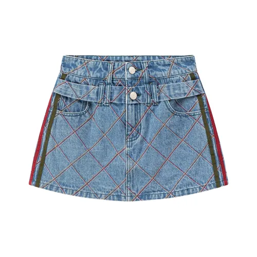 CHUU Джинсовый синий Женские Джинсовые Короткие Юбки