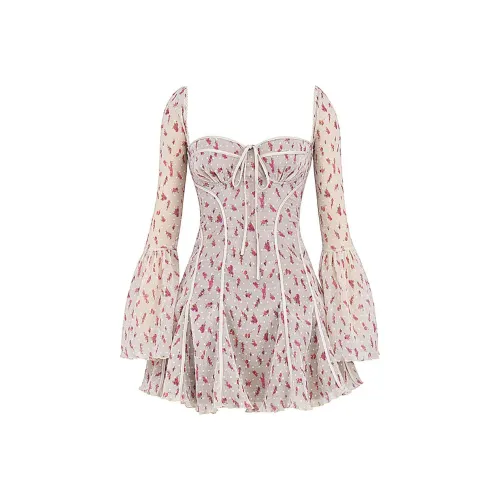 HOUSE OF CB ANALISSA Длинное платье с длинными рукавами Женское Винтажное Кремовое Винтажное Кремовое