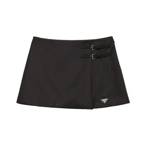 PRADA RE Нейлон SS24 Повседневные короткие юбки Женские Черный