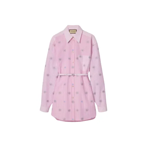 GUCCI FW24 Длинное платье с длинными рукавами женское розовое