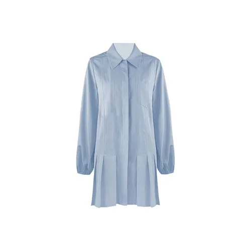 TURN UP Длинное платье с длинными рукавами женское небесно-голубой