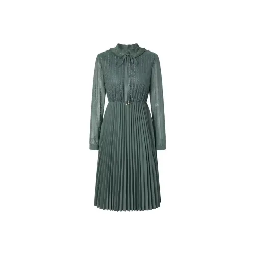 JZ. ANNAKRO Green Женские Длинные Рукава Платья