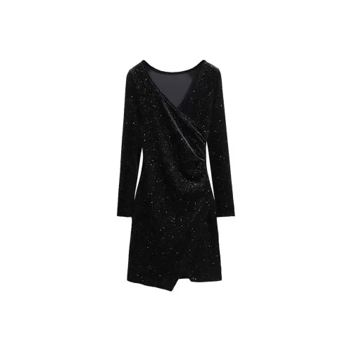 Silky Queen Длинное платье с длинными рукавами женское черное