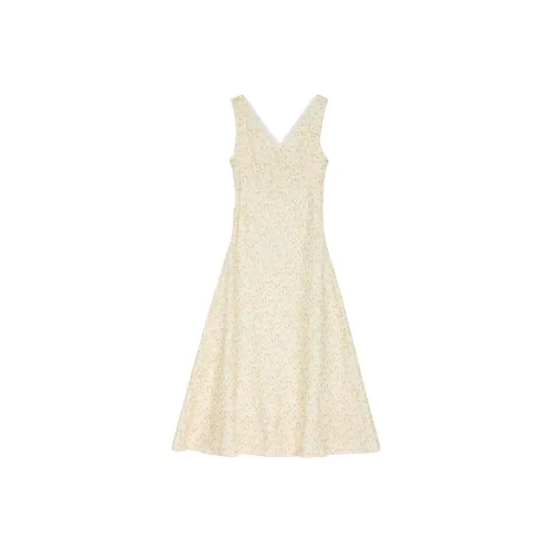 PVJ Без рукавов Платье Женские H9056 Custard Floral Long Skirt