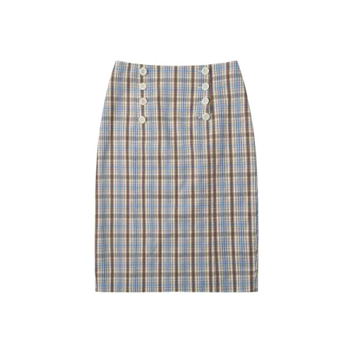 CYCLE DOCUMENT Повседневные короткие юбки Женские Синие Клетка