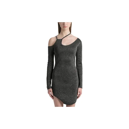 JW Anderson Длинное платье с длинными рукавами женское бронзовый