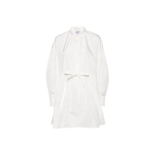 MSGM Экрю Женские Длинные Платья с Рукавами
