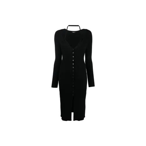 Blumarine Длинное платье с длинными рукавами женское черное