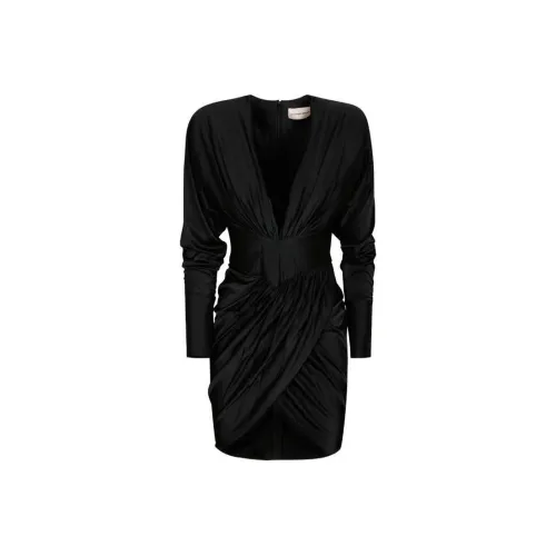 Alexandre Vauthier Черное Женское Длинное Платье с Рукавами