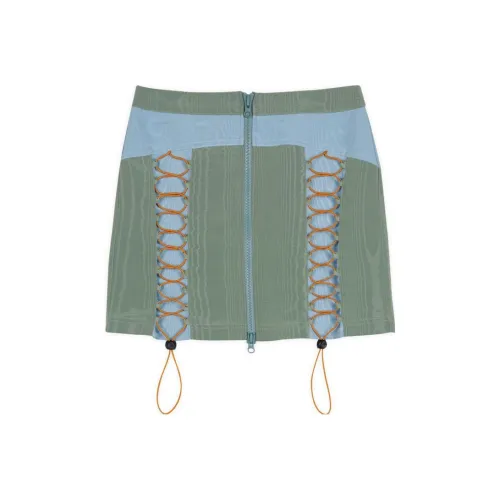 Brain Dead BUNGEE ZIP Мини Юбка Повседневная Короткая Юбка Женская Светло-Зеленая