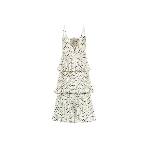 Self Портрет Slip Платье Женское Белое Matrix с Точкой