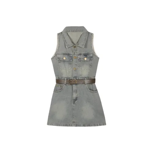 ERIRI Без рукавов Платье Женское Серый Синий