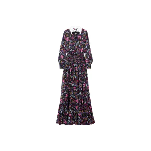 Valentino Длинное платье с длинными рукавами женское фиолетовое