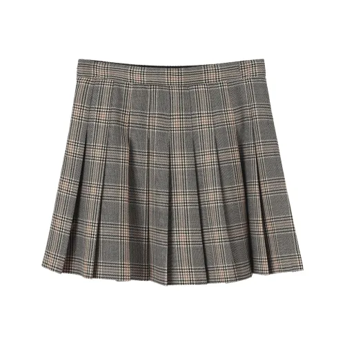 NancyCavally Повседневные короткие юбки Женские Коричневая клетка Цветочный