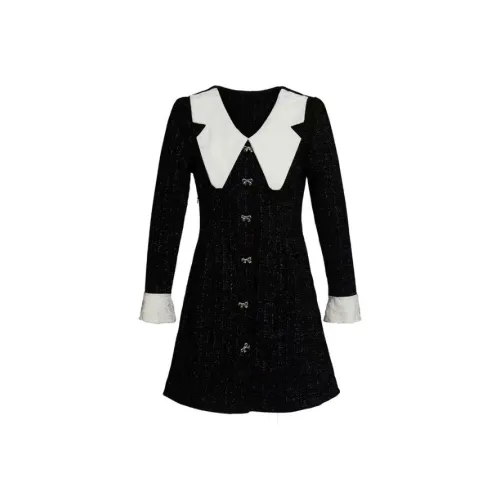 AURORA MUSE Длинное платье с длинными рукавами женское черное