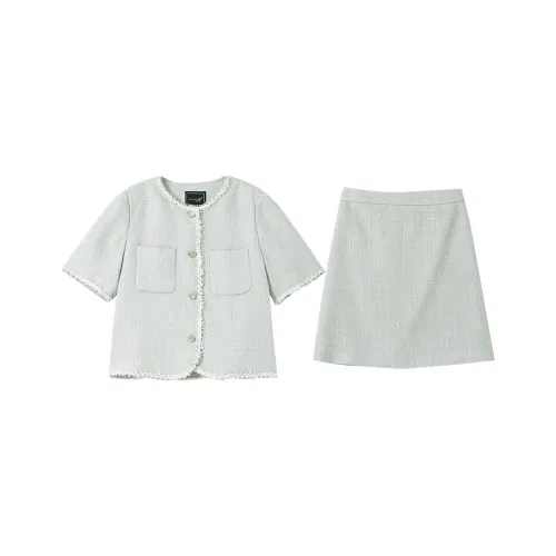 OUNIXUE Комплект с юбкой Женские Светло-серый зеленый