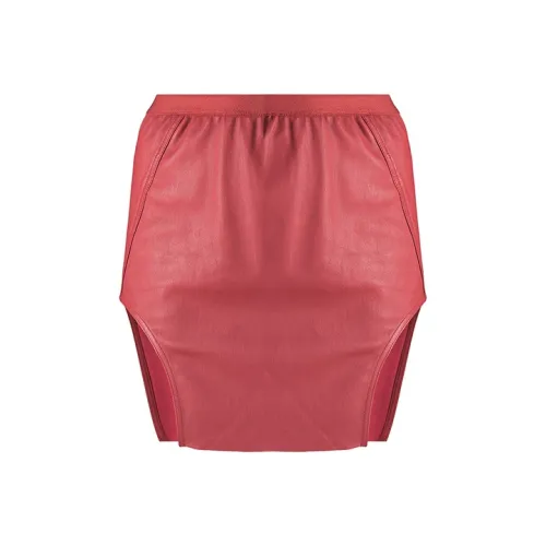 RICK OWENS Красный Женские Кожаные Короткие Юбки