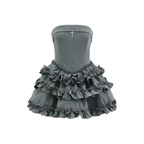 XIAOJUCHUANLI Без рукавов Платье Женское Серое