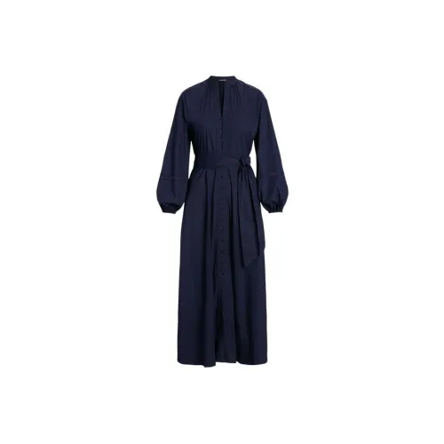 LAUREN RALPH LAUREN SS24 Длинное платье с длинными рукавами женское темно-синий