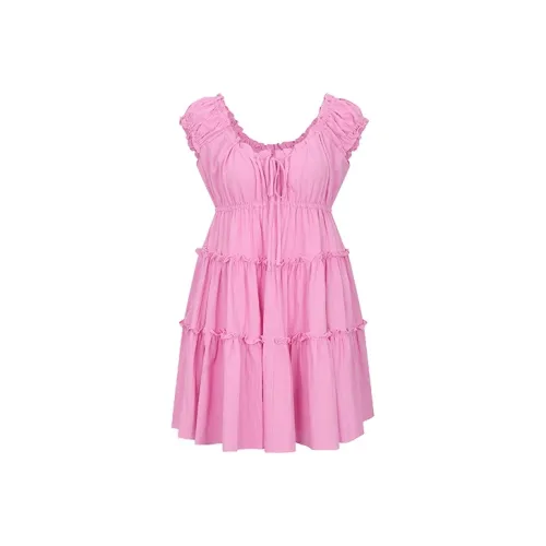 URBAN REVIVO Без рукавов Платье Женское Розово-красное