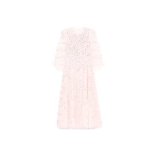 NEEDLE THREAD Длинное платье с длинными рукавами женское розовое