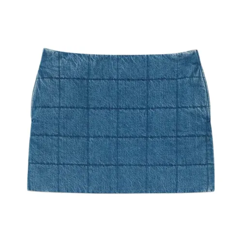 GUCCI Quilted Denim Юбка Повседневная Короткая Юбка Женская Синяя