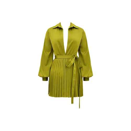 HOUSE OF CB Allegra Длинное платье с длинными рукавами Женское CHARTREUSE Зеленый Желтый