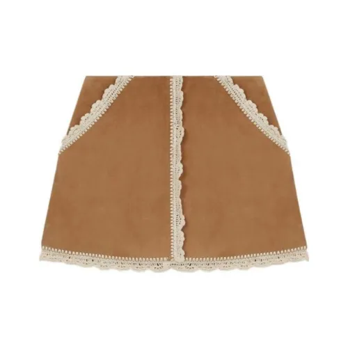 Maje Женские кожаные короткие юбки цвета верблюжьего