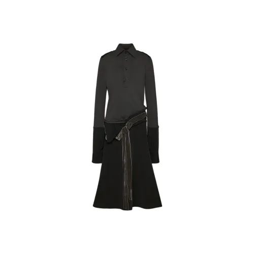 Maison Margiela Длинное платье с длинными рукавами женское черное и серое