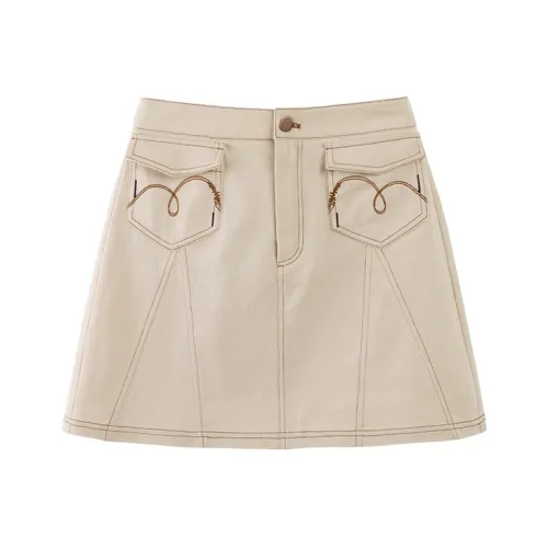 Pit Повседневные короткие юбки женские Светло-бежевый белый