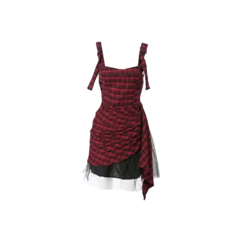 HeartyBite Slip Платье Женское Черное Красное Клетка