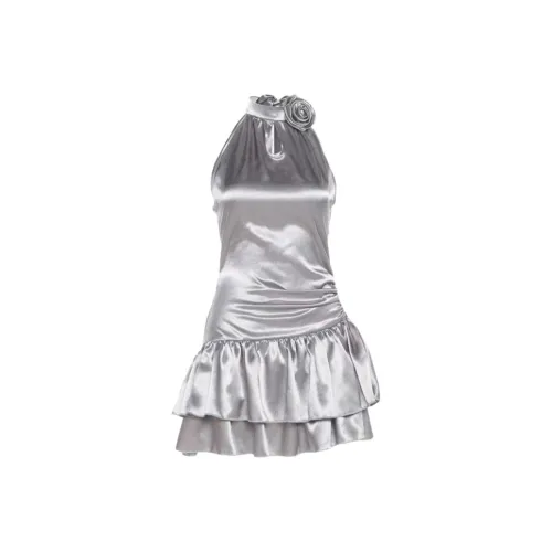 MTHE Без рукавов Платье Женское Серебристое