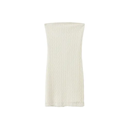 CHUU Без рукавов Платье Женское Белое Абрикос