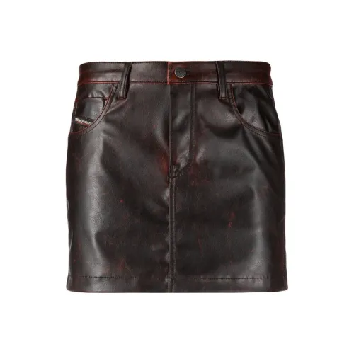 DIESEL Коричневая женская кожаная короткая юбка