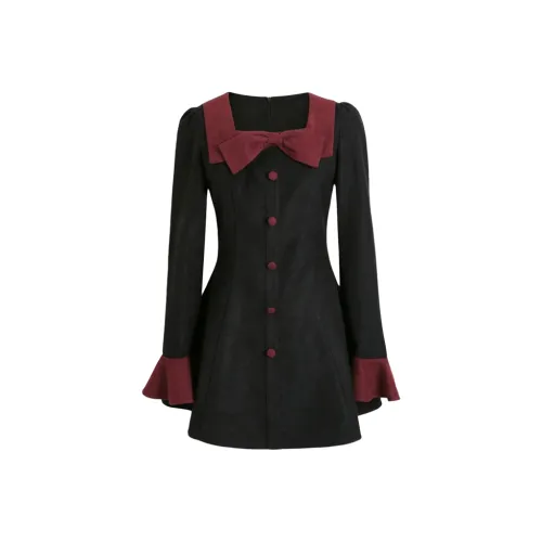 Incolore Длинное платье с длинными рукавами женское черное